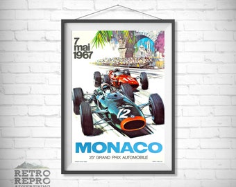 vintage Racing 1967 Monaco Grand Prix F1 Team Magazine Publicité Classic Old Car Annonce Annonce Cadeau Affiche Imprimer