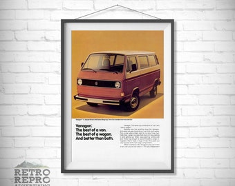 Vintage T3 T25 Vanagon Transporter Campervan Classic Old Car Ad Advert Gift Poster Print