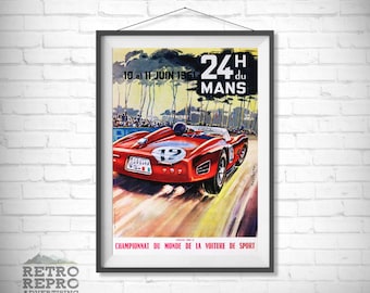 vintage Racing 1961 Le Mans Grand Prix Team Magazine Publicité Classic Old Car Annonce Annonce Cadeau Affiche Imprimer
