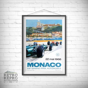 Vintage Racing 1966 Monaco Grand Prix F1 Team Magazine Advertisment Classic Old Car Ad Advert Gift Poster Print