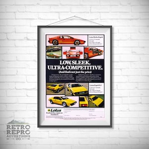 Vintage Off-Road Lotus Esprit Turbo 80s Magazine Advertisment Classic Old Car Ad Advert Gift Poster Print