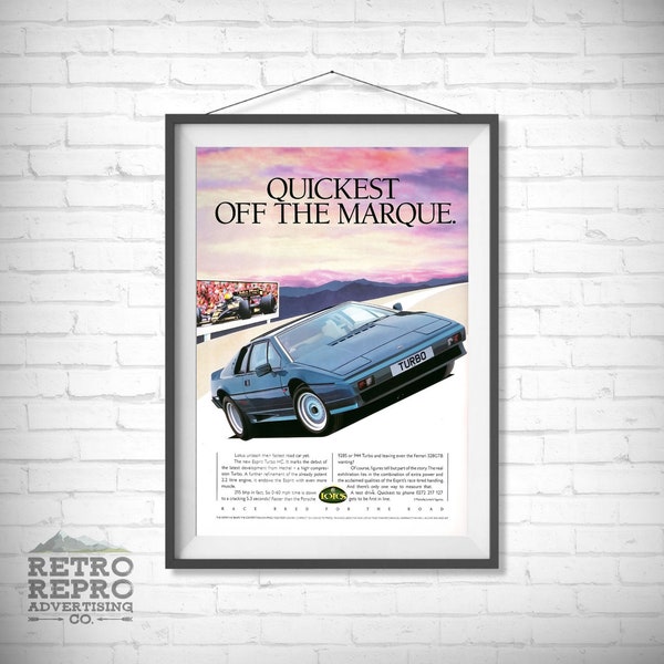 Vintage Off-Road Lotus Esprit Turbo 80s Magazine Advertisment Classic Old Car Ad Advert Gift Poster Print