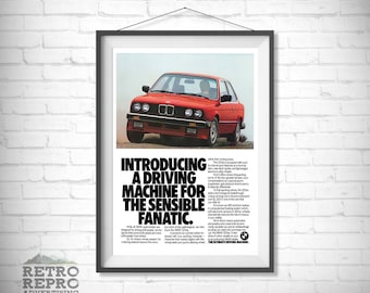 Vintage BMW 325i es M3 Magazine Advertisment Classic Old Car Ad Advert Gift Poster Print