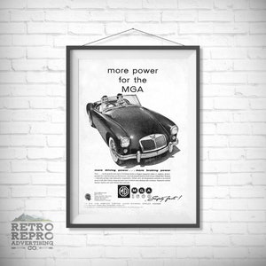 Vintage 1960s MGB MGA Roadster Magazine Advertisment Classic Old Car Ad Advert Gift Poster Print