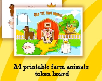 Cute/for kids farm friends Token Reward Chart/token board/ rewards/ token system/ reinforcement