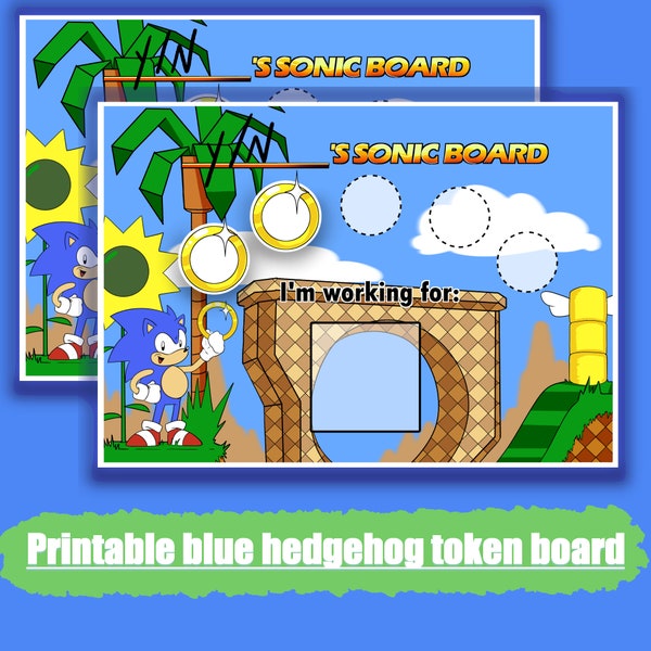 Cute/for kids blue hedgehog Token board/Token Reward Chart/Rewards / Token System / Reinforcement