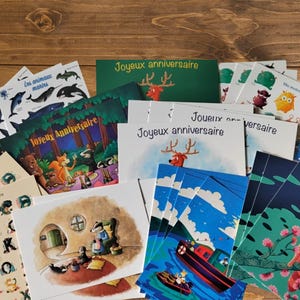 Carte postale recto/verso Carte anniversaire, carte de fête, animaux mignons, cartes postales illustrées / Impression professionnel