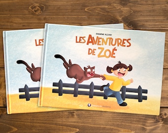 Children's book The Adventures of Zoé in French youth comics for children aged 3 to 7 years old, personalized handmade dedication