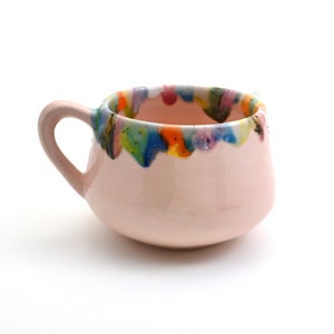 Handmade Ceramic Floral Cup, Cappuccino Cup,Handmade Colorful ceramic mug,Collectible gift,Ceramic Rainbow, Kitchen gift, Mother's day Gift image 2