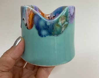 Handmade Ceramic Paint Brush Holder: Watercolor Artist Cup