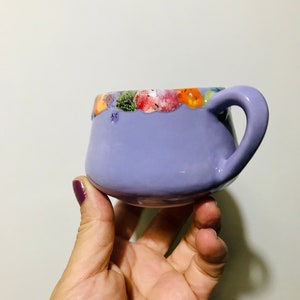 Handmade Ceramic Mug: Purple Cappuccino Cup, Kitchen Decor