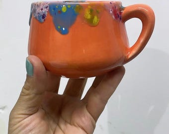Handgemachte Orange Keramik Becher: Küche Dekor Geschenk