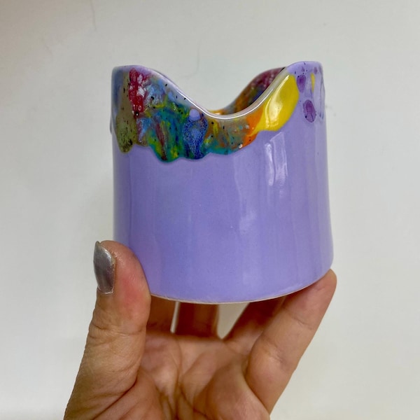 Ceramic Paint Water Cup, Gift for painter and artist,Handmade Watercolor Paint Cup,Handmade watercolor cup, Handmade brush cup,Gift for her