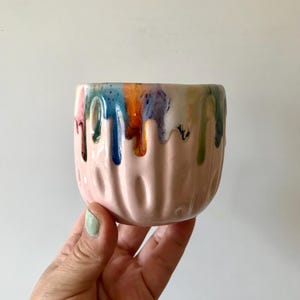 Handmade Pink Ceramic Mug: Modern Handleless Design, 10 oz