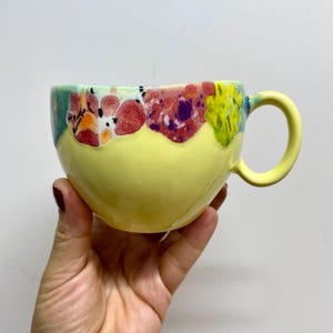 Handmade Yellow Pottery Mug: Rustic Ceramic Coffee Cup