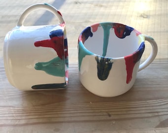 Handmade mug, Handmade Pottery mug, Art mug,Kitchen gift, Handpainted mug,Home decor items, Home decor  6.76 fluid ounces - 200 ml