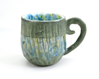 Natural Handcrafted Mug I Handmade Ceramic Mug I Unique Gift I Pottery Coffee Mug  | Green mug I Gift for him I Father's day gift