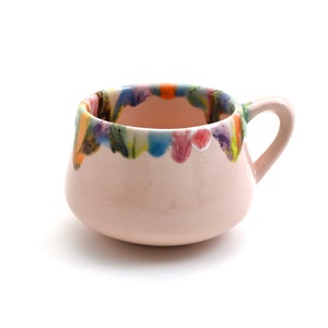 Handmade Ceramic Floral Cup, Cappuccino Cup,Handmade Colorful ceramic mug,Collectible gift,Ceramic Rainbow, Kitchen gift, Mother's day Gift image 1