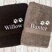 Personalised pet towel with two paws, suitable for cat dog kitten puppy and rabbit, perfect Christmas gift for pets 
