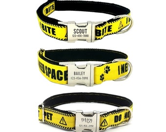 Do Not Pet Dog Collar | I Bite Dog Collar | I Need Space Dog Collar | Warning Messages Personalized Dog Collar and Leash |Caution Dog Collar