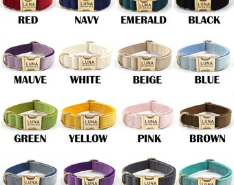 Customized Dog Collar | Personalized Engraved Dog Collar | Velvet Dog Collar Leash & Bow | Quick Release Collar for Large Medium Small Dogs