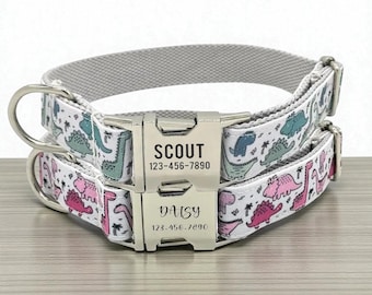 Dinosaurs Dog Set: Personalized Adjustable Collar & Leash