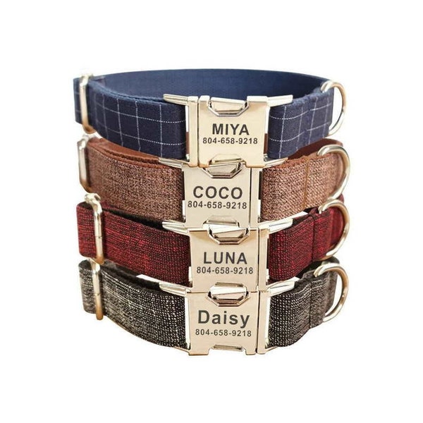 Classic Suit Tweed Personalized Dog Collar & Leash - Personalised Dog Collar and Leash - Customised Dog Collar