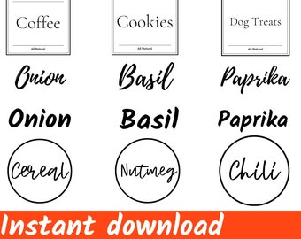 Pantry Labels Pantry Organization, Kitchen organization Jar labels, Spice Labels INSTANT DOWNLOAD
