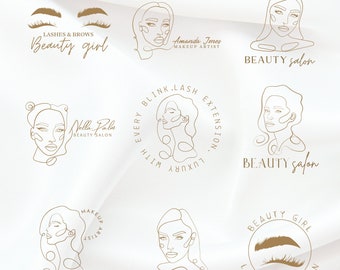 Handgezeichnetes Logo Schönheitssalon | Modernes Logo-Design Lash Tech-Logo | Bearbeitbares Wimpern-Logo-Design | Einfache Logo-Vorlage | Make-up-Artist-Logo
