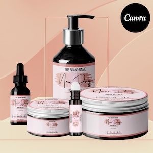 20 Sizes Product Labels Template Luxury Skincare Labels, Cosmetic Label Template Canva, Body Butter Labels, Editable Hair Oil, Shampoo Label