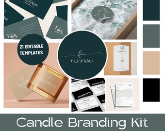 Bearbeitbares Kerzenetiketten-Geschäftspaket, Luxuskerzenetikett, Canva-Vorlage für Kerzenpflegekarte, Kerzenverpackung, „Modern Candle Branding 02“.