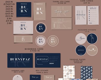 Bearbeitbares Kerzenetikett Business Bundle, Luxuskerzenetikett, Kerzenpflegekarte Canva-Vorlage, Kerzenverpackung, modernes Kerzenbranding