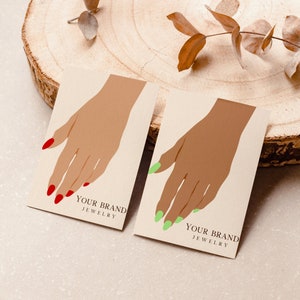 Exibição de cartão de pulseira de mão, mini marcas de embalagem de pulseira, modelo de canva de cartão de exibição de joias, embalagem de negócios de joias personalizadas 002