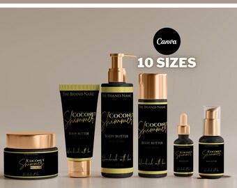 Vorlage für Luxus-Hautpflege-Etiketten, Kosmetik-Etiketten für Canva (Digitaler Download)