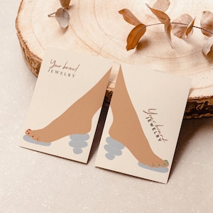 Customisable Anklet Display Cards, Displays & Packaging, Editable Jewelry Display Cards, Foot Template, Bracelet Business Packaging   005