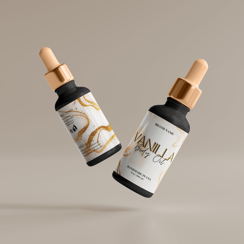 Product Labels Template Luxury Skincare Labels, Cosmetic Label Template Canva, Body Butter Labels, Editable Hair Oil, Shampoo Label