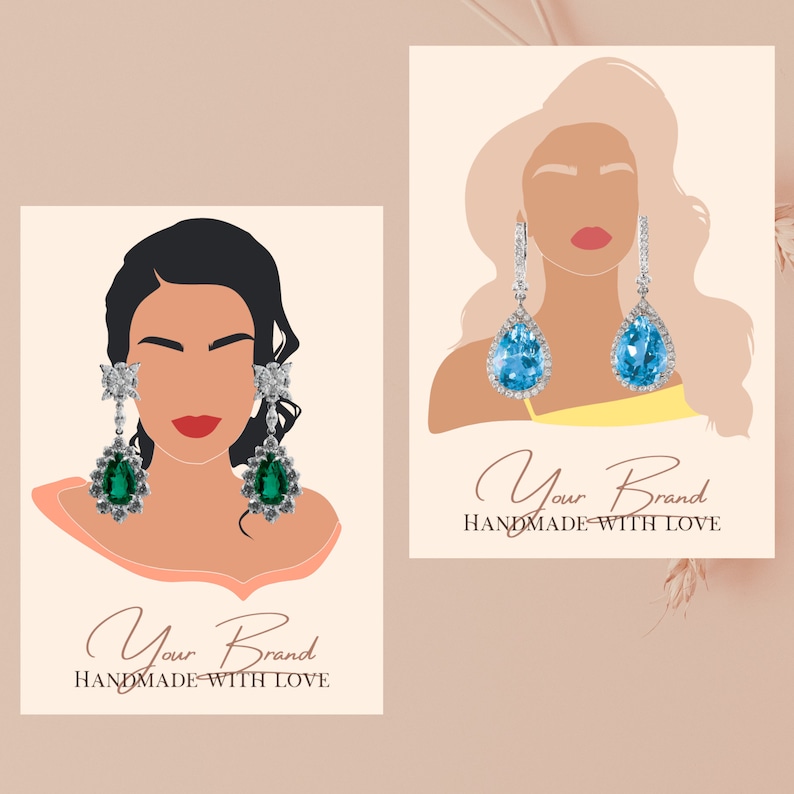 Custom Earring Cards Canva Template, Necklace Display Card, Earring ...