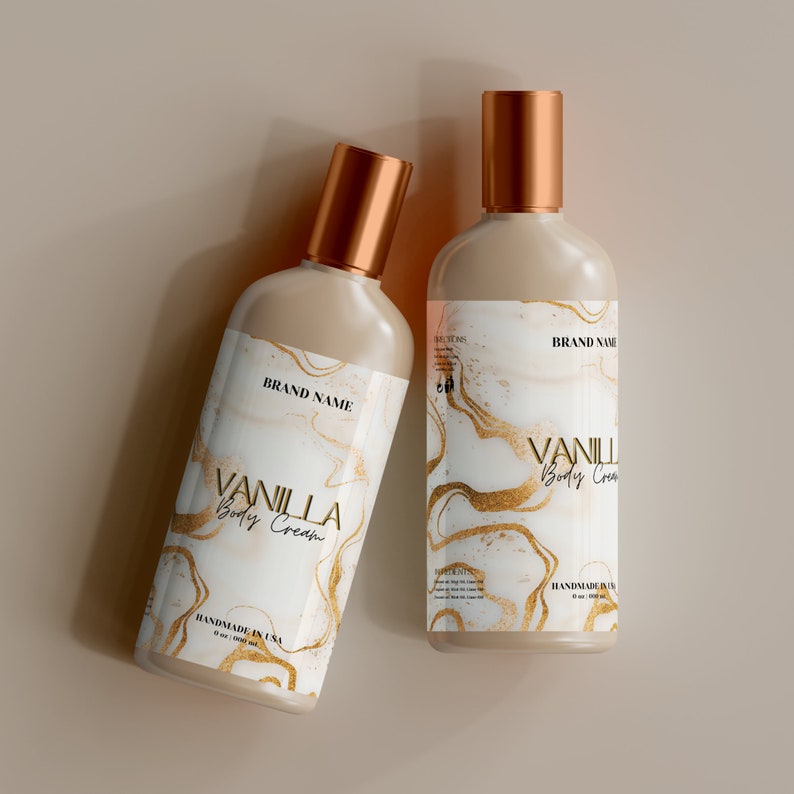 Product Labels Template Luxury Skincare Labels, Cosmetic Label Template Canva, Body Butter Labels, Editable Hair Oil, Shampoo Label
