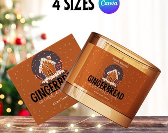 Urlaub Kerze Label Vorlage | Weihnachtsetiketten | Benutzerdefinierte Kerzenetikettenvorlage | Personalisiertes Kerzenglas-Etikett | Bearbeitbares Kerzenetikett