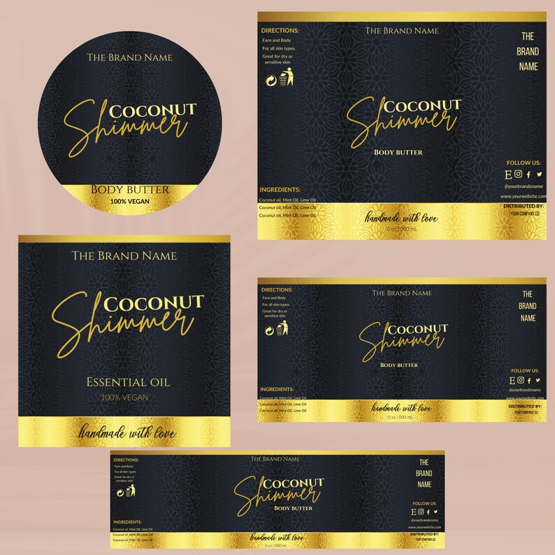 Editable Product Label Template INSTANT DOWNLOAD Beauty Product Labels