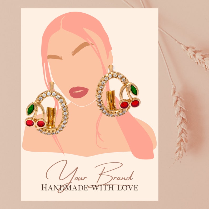 Custom Earring Cards Canva Template, Necklace Display Card, Earring ...