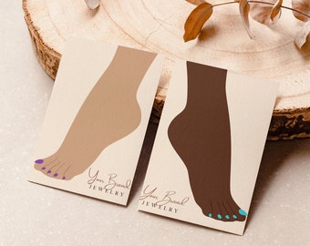 Customisable Anklet Display Cards, Displays & Packaging, Editable Jewelry Display Cards, Foot Template, Bracelet Business Packaging  001A
