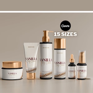 Product Labels Template Luxury Skincare Labels, Cosmetic Label Template Canva, Body Butter Labels, Editable Hair Oil, Shampoo Label 014