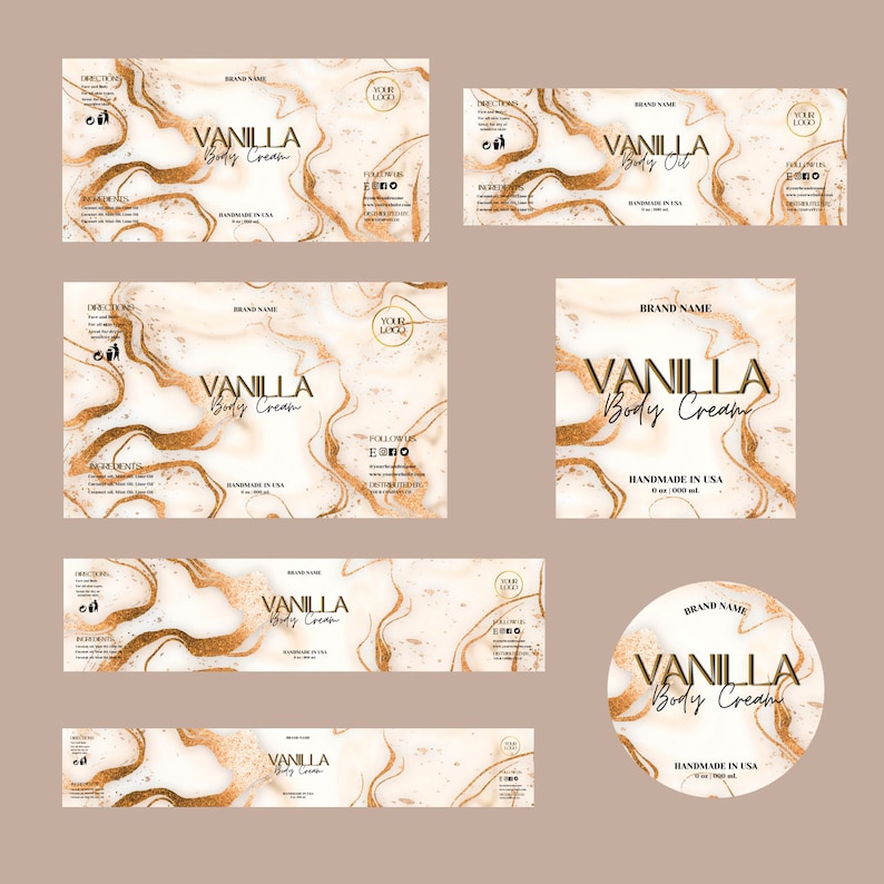 Marble Product Labels Template Cosmetic Canva Template, Body Butter Labels Luxury Skincare, Editable Hair Oil Shampoo Container Label