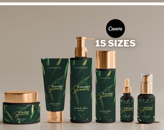 Luxury Skincare Label Template, Editable Cosmetic Product Labels (Canva)