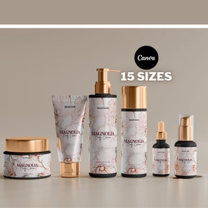 Product Labels Template Luxury Skincare Labels, Cosmetic Label Template Canva, Body Butter Labels, Editable Hair Oil, Shampoo Label 016