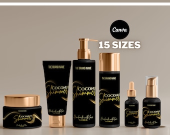 Luxury Skincare Labels Template, Editable Cosmetic Label (Canva, Digital Download)