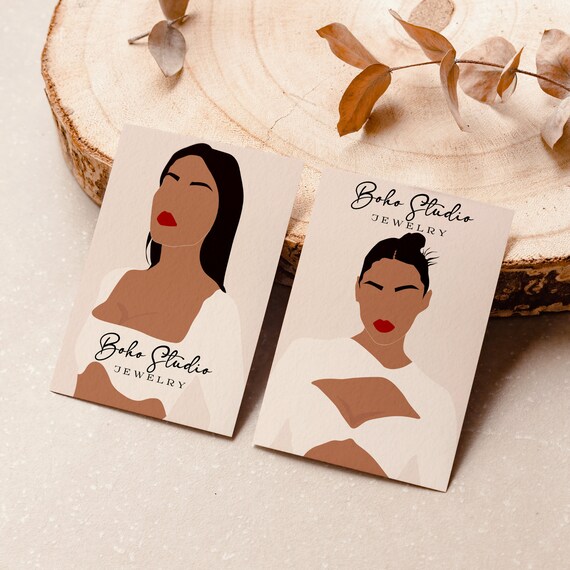 Editable Earring Display Card Template, Boho Earring Tag Template