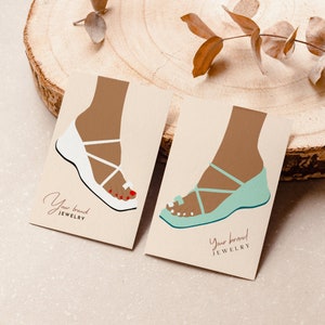 Customisable Anklet Display Cards, Displays & Packaging, Editable Jewelry Display Cards, Foot Template, Bracelet Business Packaging   004