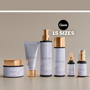 Custom Labels Skincare Template | Custom Packaging Labels | Cosmetic Bottle Labels | Beauty Product Label | Lotion Dropper Bottle Labels